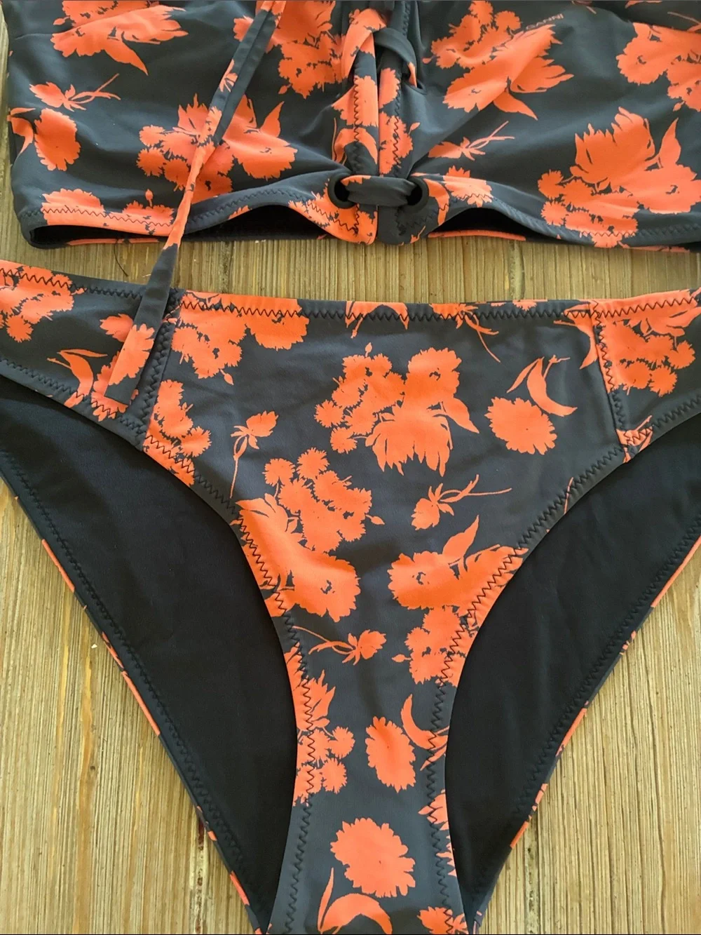 Ganni Floral Recycled Matte Bikini Set in Phantom 36